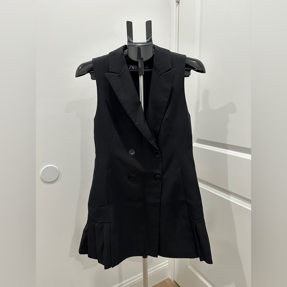 Zara Black Sleeveless Blazer Dress